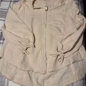 Aerie Cream Textured Top